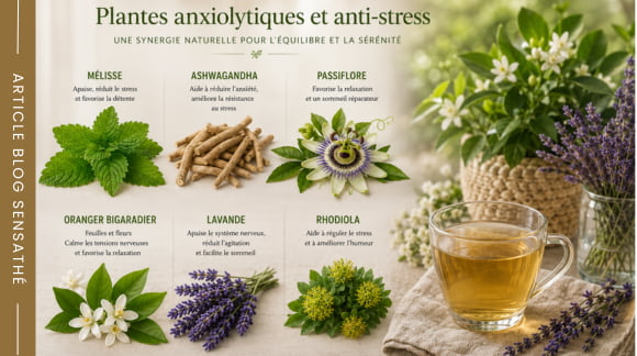 Plantes anxiolytiques naturelles et anti-stress en tisane pour calmer l’anxiété - Herboristerie Sensathé Plantes anxiolytiques naturelles et anti-stress en tisane pour calmer l’anxiété - Herboristerie Sensathé